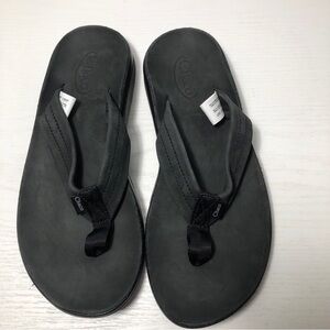 Chaco Flip Flop Sandals Black Comfort Thong Strap Leather Women Size 7
